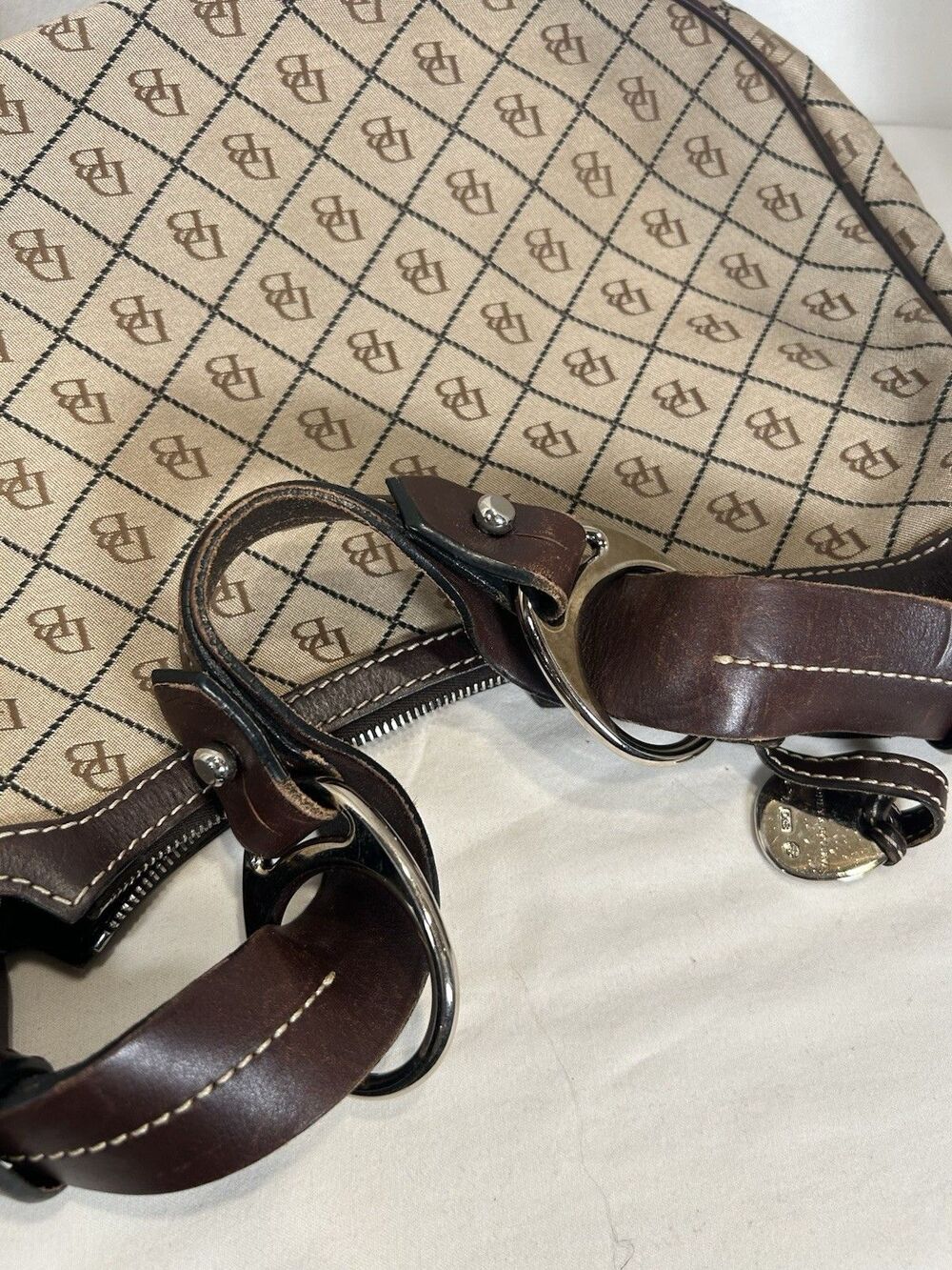 Dooney and Dourke Vintage Signature DB Canvas Hobo Bag - Picture 9 of 15